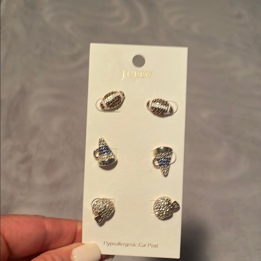 J. Crew Silver and Blue Heart Earrings